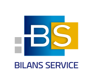 Logo de l'entreprise : un carré bleu, un carré jaune, les lettres B & S stylisées, et "Bilans service" écrit en dessous