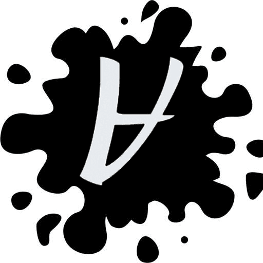 Logo : une tache d'encre avec la lettre A stylisée à l'intérieur. La lettre est à l'envers