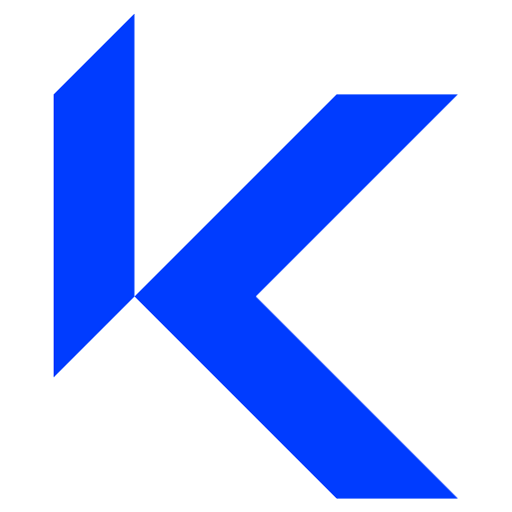 Logo Kernix, "K" stylisé bleu sur fond blanc