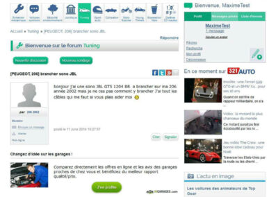 Capture d'écran du site 321 auto, partie forum