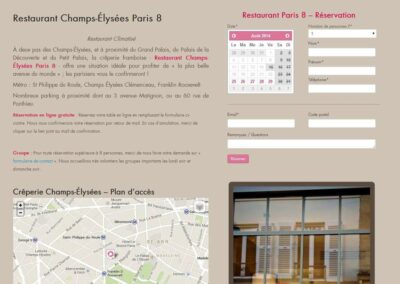 Capture d'écran du site CF, restaurant champ élysées paris 8, description, carte intéractive, agenda & photos