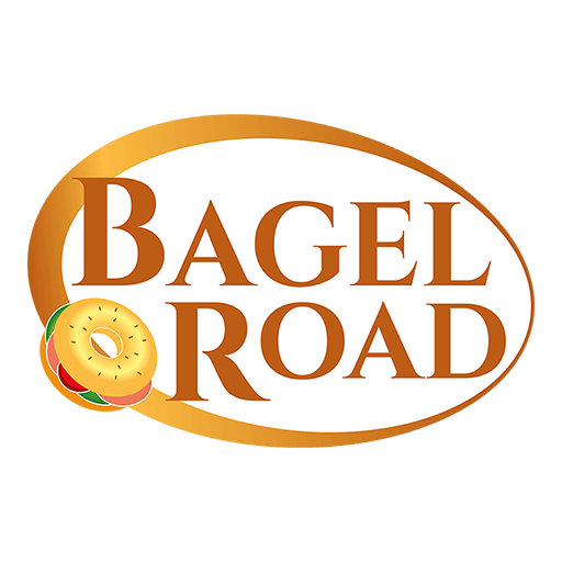 Logo "Bagel Road", dégradé jaune orangé, avec un ... bagel