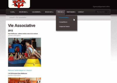 Capture d'écran du site ACGM. Plusieurs photographies & légendes associées, relatives aux actualités du club