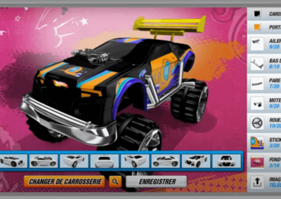 Capture d'écran du site Hotwheels Adrenaline. Exemple de véhicule personnalisé